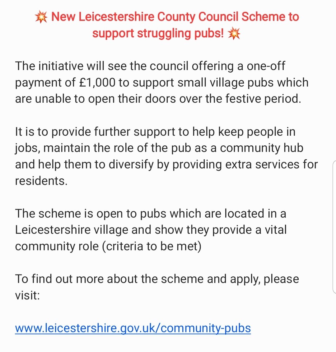 drlukeevans's tweet photo. Local Leicestershire pub? You might be eligible for further support from the @LeicsCountyHall - you can find out more here:

https://t.co/SzkXVkCe9H https://t.co/DjPTbuQwZ4