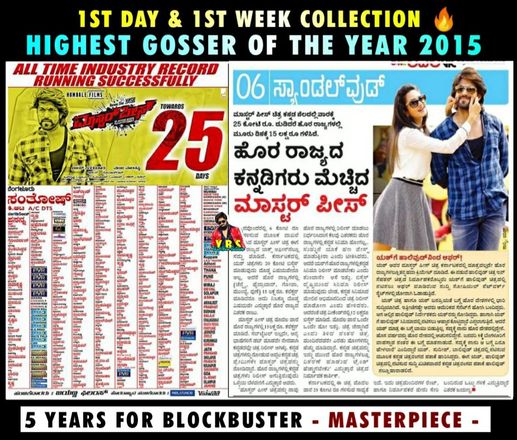 YashSoldiers's tweet photo. ಯಶ್ ಬಾಸ್ ನಟನೆಯ #ಮಾಸ್ಟರ್_ಪೀಸ್ ಸಿನೆಮಾ ಬಿಡುಗಡೆಯಾಗಿ ಇಂದಿಗೆ 5 ವರ್ಷ 🔥

 #KGFChapter2 #YashBOSS  #5YrsForBBMasterpiece #Yash #KGFChapter2TeaserOnJan8 #KGFChapter2 #ಕೆಜಿಎಫ್೨ @TheNameIsYash @hombalefilms @KRG_Connects @Karthik1423 @shanvisrivastav https://t.co/AbgAoViTTz