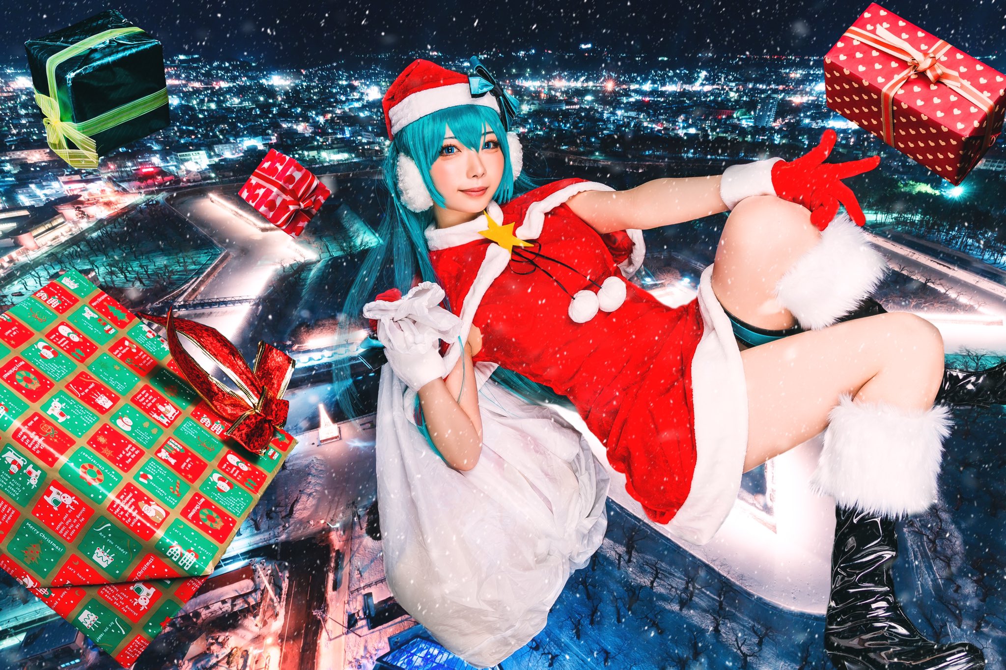 画像,【コスプレ】ミクサンタがやってきた！🎅🏻💙🎄✨Merry X'mas✨🎄photo(@karen_miki39 ) https://t.co/vuWG…