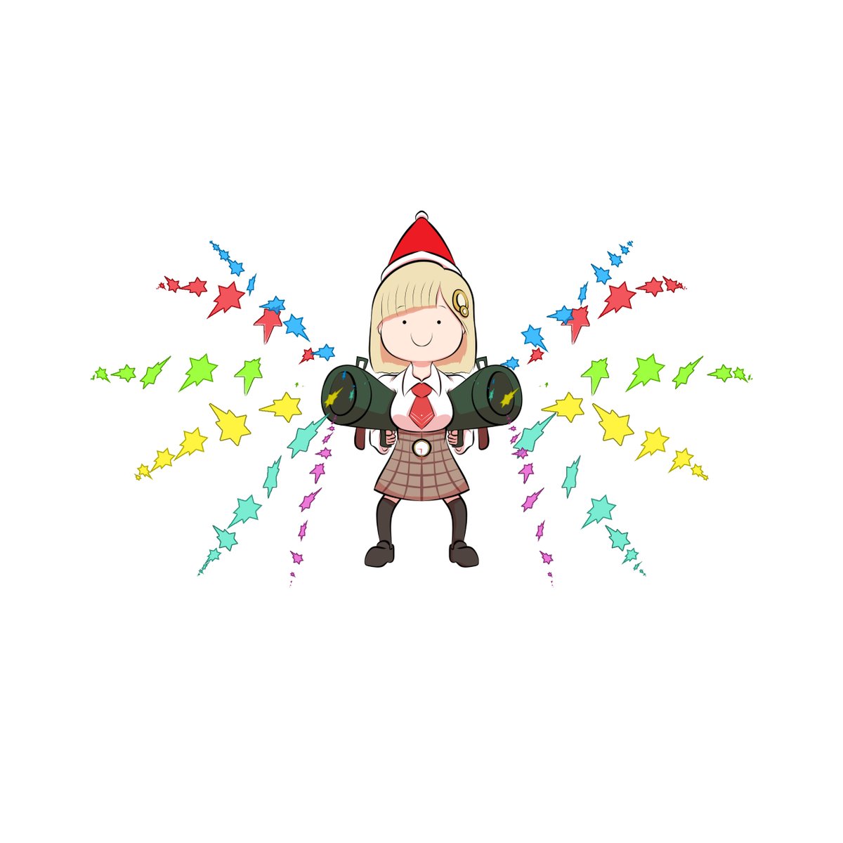 watson amelia 1girl blonde hair hat solo santa hat smile weapon  illustration images