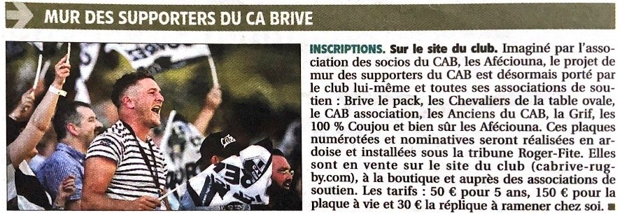 afeciouna's tweet photo. [Le Mur Des supporters] 
Que tous les #CabFans soient fiers et honorés d'avoir la possibilité d'afficher leur nom dans le stade. 

Ce projet que nous avons voulu collectif prend forme grâce à tous les acteurs du @CABCLRUGBY 💪

Réservez votre place sur⬇️
https://t.co/PraOI5Ayfi https://t.co/EVmHJbaAhj