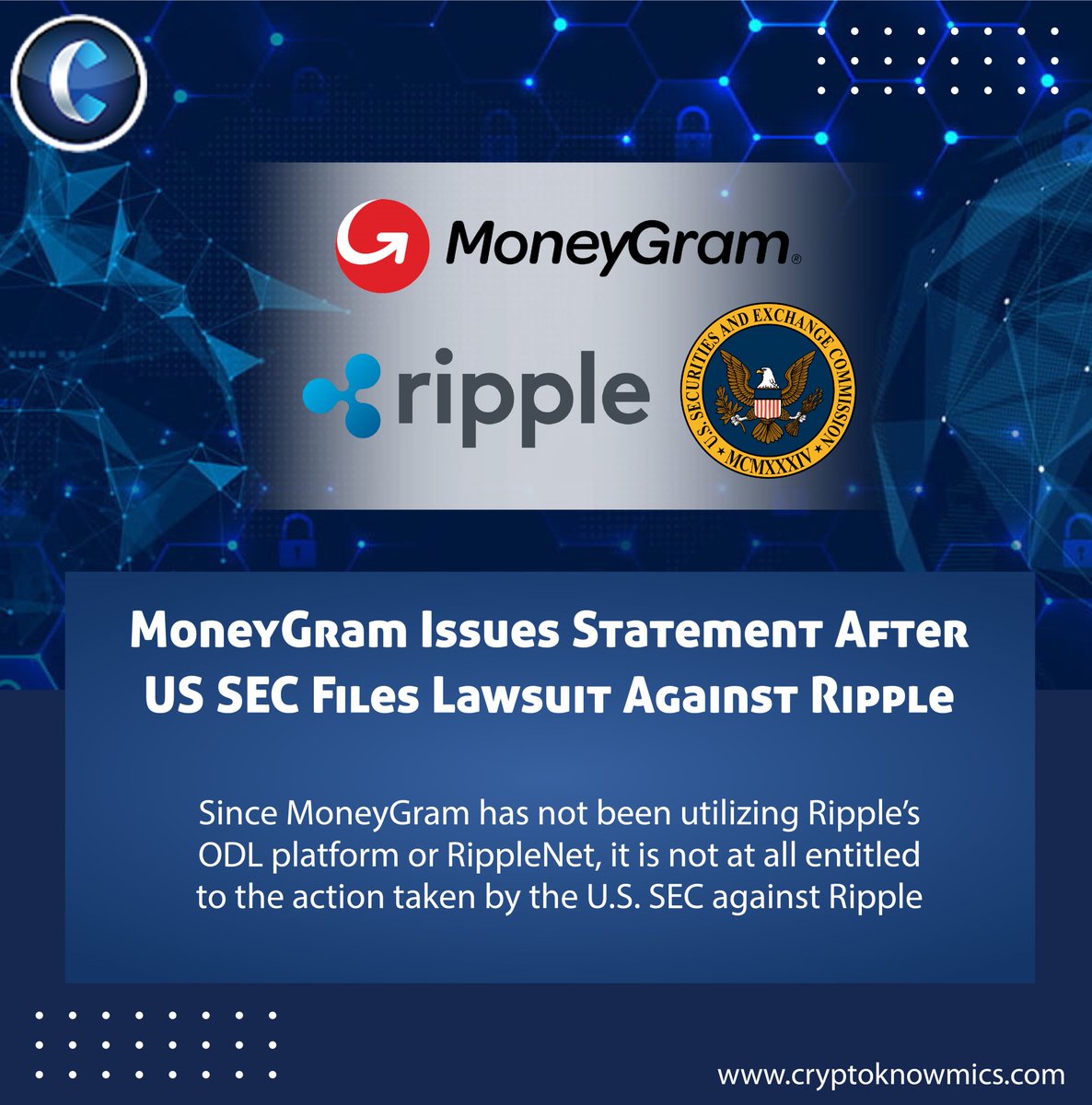 Followed by the lawsuit filed against Ripple by the US SEC, MoneyGram, with respect to its partnership with Ripple has given detailed forward-looking statements, mentioning all the risks and uncertainties.

Read the full news here:bit.ly/3hdvIan 

#MoneyGram #P2Ppayments