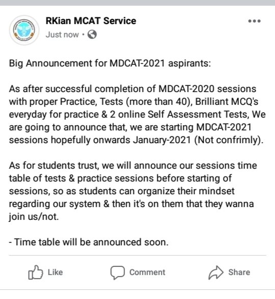 rkianservice's tweet photo. Big Announcement for #MDCAT -2021 Students.

#MDCAT #mdcatianwantreconduct #Mdcationswantreconduct #noreconduct https://t.co/rqW9wXxskZ