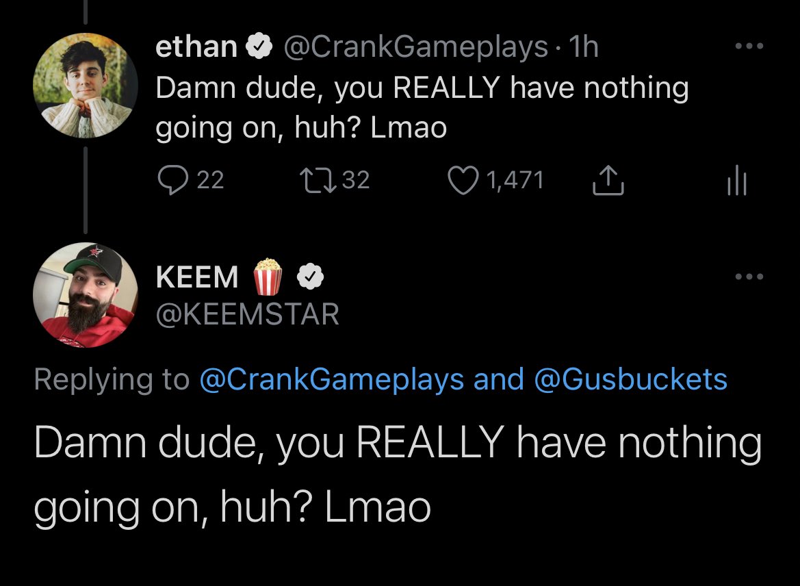 ethannestor's tweet photo. @KEEMSTAR @eddyburback @Gusbuckets “nice uno reverse card moron” https://t.co/TvUyRaCZ6q