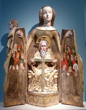 There is a way in which the incarnation opens up to show the work of the entire Trinity, undivided yet corresponding to their eternal order of subsisting. Of course there are also bad ways of approaching that insight: consider the confusing sculptures called "Vierge Ouvrante..."