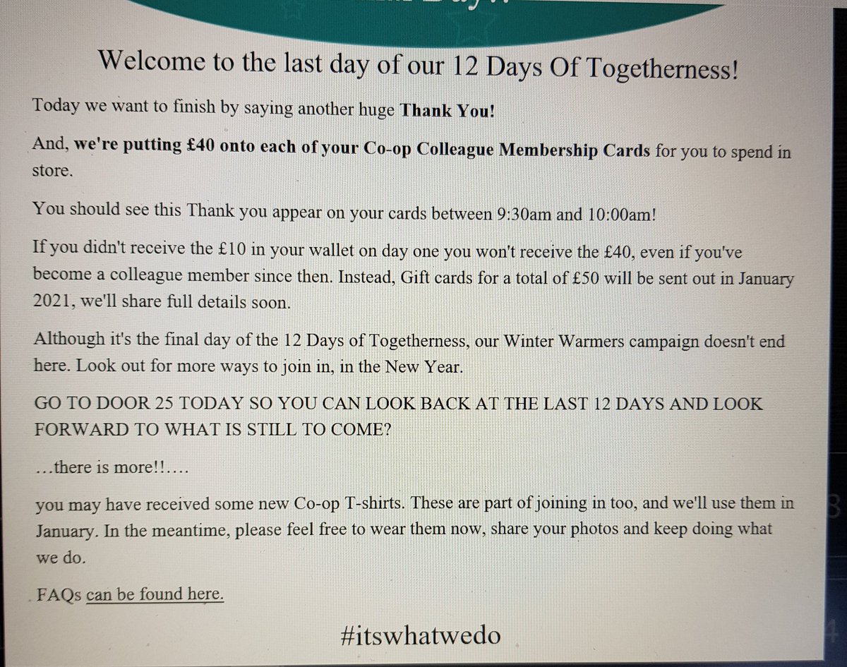 BediNamratta's tweet photo. #12daysoftogetherness ... wow, what a way to end it. Putting back Β£40 in our members pocket, don't you simply LOVE working for COOP?
Happy Christmas Eve πβοΈπ·and it may be a white Christmas ππ https://t.co/pTRiNzHhyb