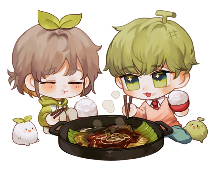 some recent food chibi comms!!! chars belong to their respective ...
