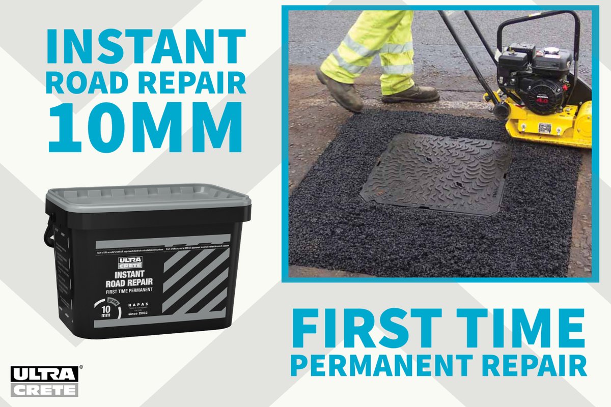 InstarmacGroup's tweet photo. Carry out first time permanent repairs in type 3 & 4 carriageways quickly and easily, with minimal disruption to motorists with UltraCrete Instant Road Repair 10mm. Available in 25kg bag and bucket https://t.co/hWzNXzCtv3 #RoadRepair #FirstTimePermanent #Asphalt #MarketLeading https://t.co/TIzHL0BU7O