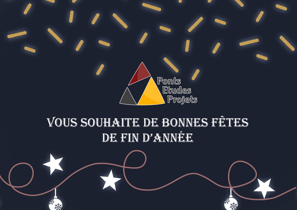 Toute l'équipe de Ponts Études Projets vous souhaite d'excellentes fêtes de fin d'année.

A bientôt en 2021, année qui, nous espérons, sera plus clémente que celle qui s’achève, plus riche en expérience, en projets et en aboutissements !

#WeAreJE #CNJE