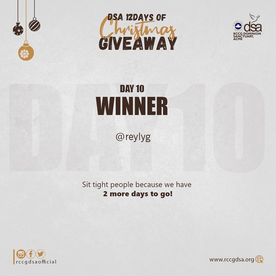 rccgdsaofficial's tweet photo. Congratulations @reylyg !
Youโve got mail๐
#DSA12DaysOfChristmas #rccgdsa #rccgdsaofficial https://t.co/461awhtt16