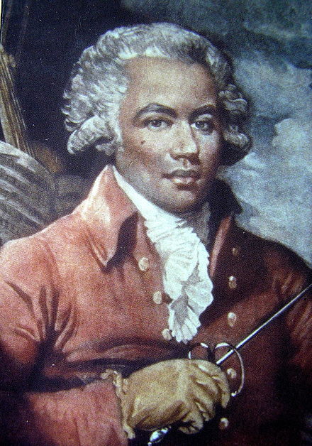 Next, in Challenging Historical Stereotypes: Joseph Bologne, the Chevalier de Saint-Georges. Born in 1745, to a plantation owner and an African woman, he moved to France as a boy, and became, among other things: a celebrated violinist, a champion fencer and a well-known composer.
