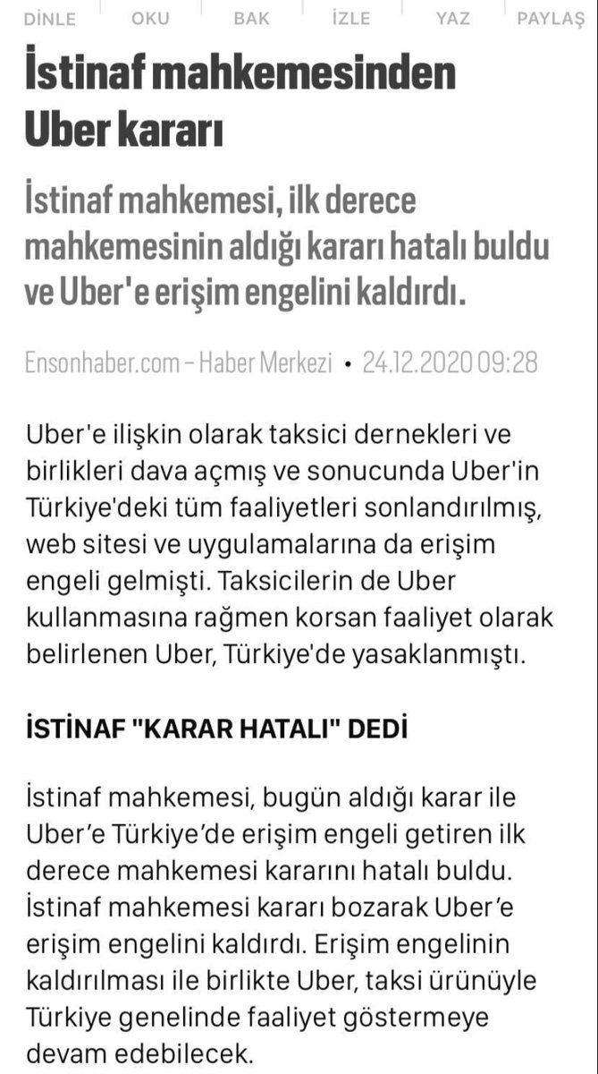 Mahkemeden UBER Kararı 🙏😯

#uber #uberimibaglama <a href="/uberimibaglama/">UBER Mağdurları</a>