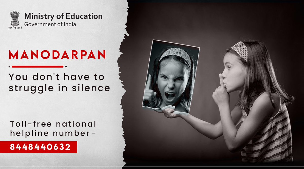 DrRPNishank's tweet photo. Students, if you are feeling helpless, scared, or worried, you don’t have to suffer in silence. We are here to help you. Reach out to a counsellor today using our toll-free national helpline number.

For more details: https://t.co/AgTPdes0D4

#YourHealthOurPriority #Manodarpan https://t.co/YWjvVeJMp6