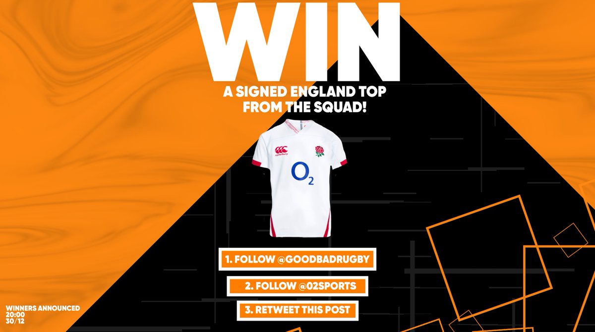 🎁 DAY 24 of <a href="/GoodBadRugby/">The Good, The Bad & The Rugby</a>'s Advent Calendar....... ⠀⠀⠀⠀
⠀
To finish off our advent calendar we are ending with a bang with @O2sports With a signed <a href="/EnglandRugby/">England Rugby</a> shirt! 👀🎄

 ✅To Enter:

1) Follow <a href="/GoodBadRugby/">The Good, The Bad & The Rugby</a>⠀⠀
⠀⠀⠀
2) Follow @O2sports 
⠀⠀
3) LIKE this post