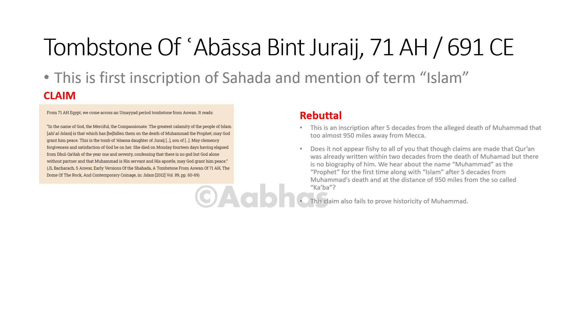 Aabhas Maldahiyar 🇮🇳 على X: &ldquo;10/n Tombstone Of ʿAbāssa Bint 