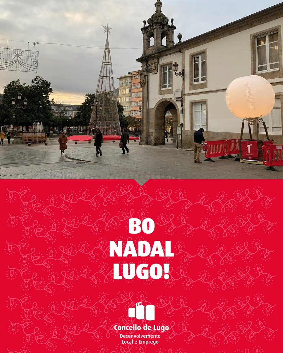 desenvolvelugo's tweet photo. Que teñades un bo e prudente #nadal no que prioricedes, máis ca nunca, as #comprasdeproximidade para seguir impulsando o #desenvolvementolocal de Lugo e sendo mais respectuosos co #medioambiente.
🌲✨ BO NADAL #LUGO 🌲✨
#LugoÉCapital #NadalLocalmenteLucense https://t.co/Eld97KmoNC