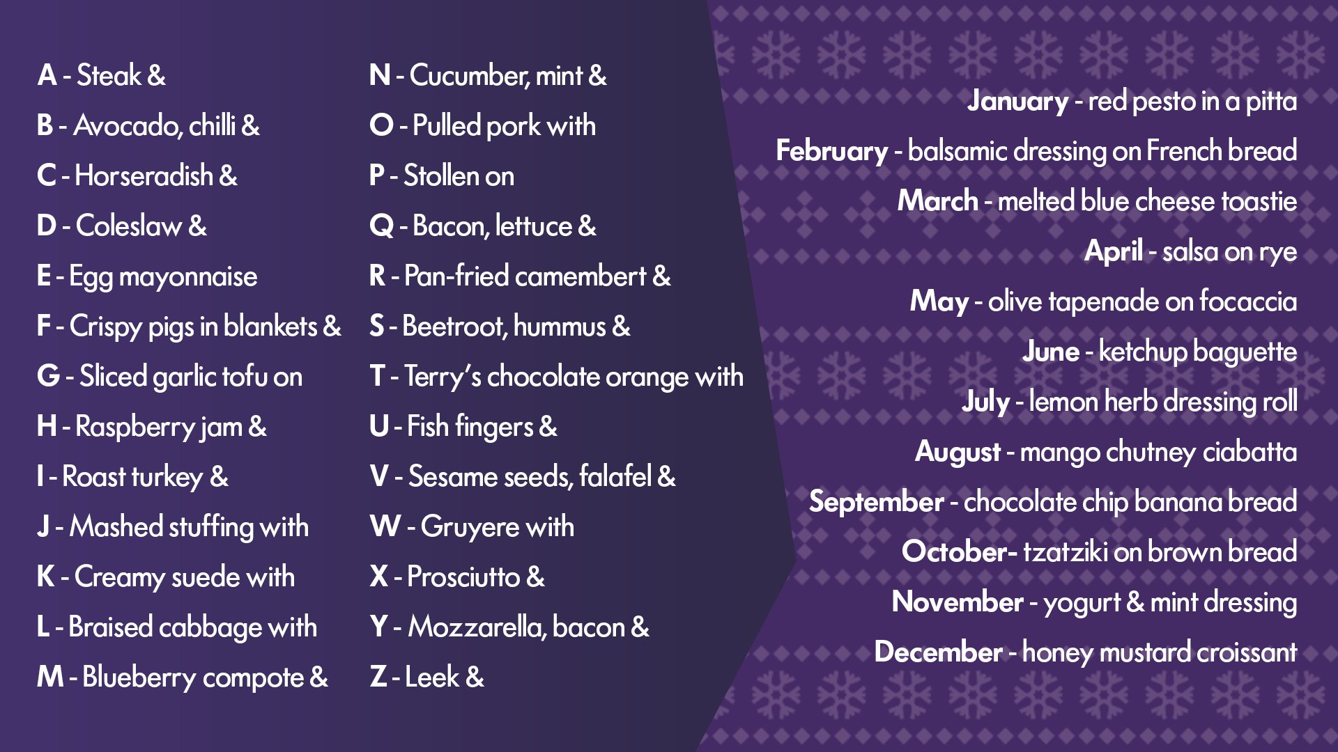 Lidlgb The First Letter Of Your Surname And Your Birthday Month Will Create The Festive Sandwich Of Your Dreams