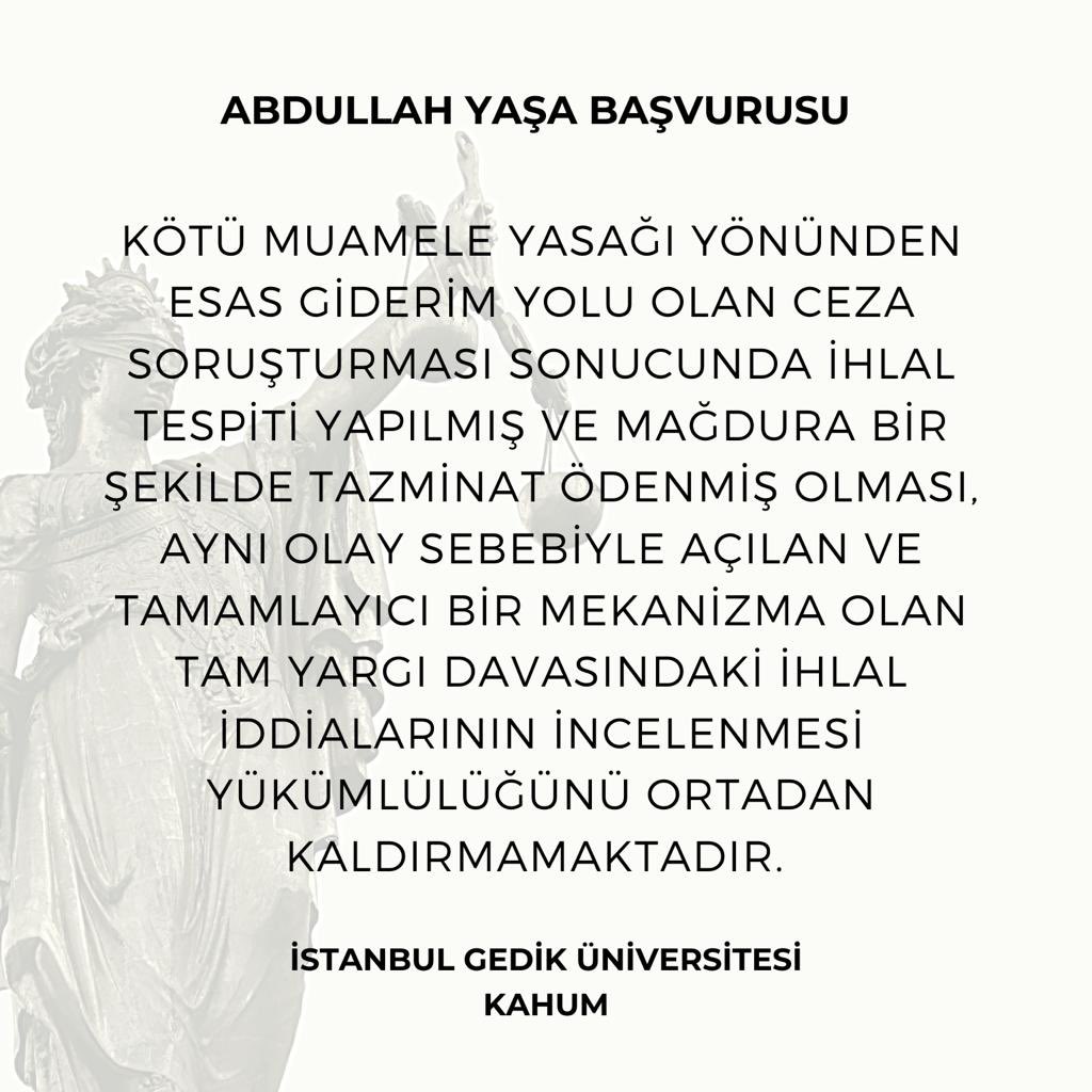 Kararın Linki :  resmigazete.gov.tr/eskiler/2020/1…

#resmigazete #resmigazetedebugün #karşılaştırmalıhukukmerkezi #kahum #istanbulgediküniversitesi #gedikhukuk #idarehukuku #cezahukuku #kötümuameleyasağı #orantısızgüç #tamyargıdavası