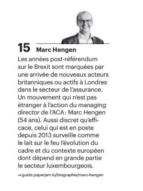 lafond_mat's tweet photo. 💯 Le classement #PaperjamTop100 des décideurs économiques les plus influents en 2020 au #Luxembourg 🇱🇺 valorise le dynamisme et l'attractivité du secteur de l' #assurance 📈 @Paperjam_lu

1⃣5⃣ @MarcHengen [@ACAluxembourg]
1⃣7⃣ @hentgepi [LALUX]
2⃣3⃣ @marclauer2 [@GroupeFoyer ] https://t.co/8TvzL2pd0n