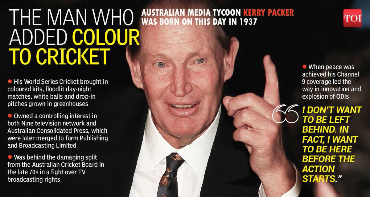 timesofindia's tweet image. You share your birthday with... The man who added colour to cricket... #KerryPacker