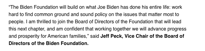 The formation of the Biden Foundation was announced in Nov 2016. I didnt see anything about making deals with other countries in its bio but bit didn't take long before it was up and running with China.