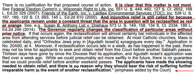 The judge provides a generous swipe at Newsom decrying the constantly changing rules. He frames this as a hostile environment. Plaintiffs are under "constant threat"6/