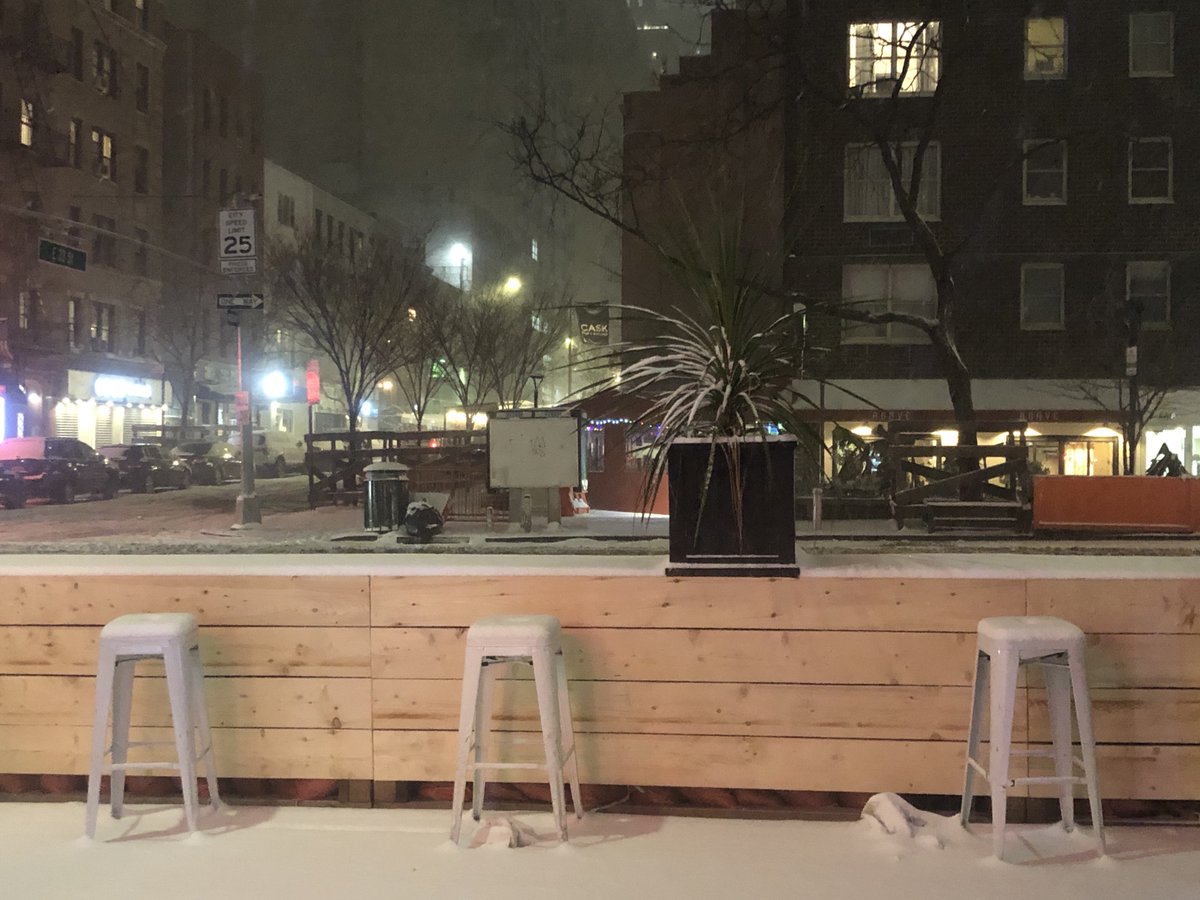 Plight deepens for many New York restaurants with the city's latest indoor-dining ban. The first snowstorm of the season is a harsh reminder outdoor dining can only go so far. #nyc #restaurateurs #SmallBusiness #dining #Manhattan