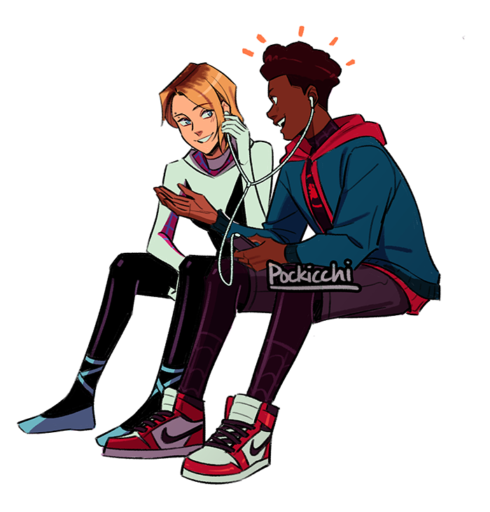 Pockicchi's tweet photo. i rewatched spiderverse like 5 times within the past week i love this family SO MUCH :'( 💗 https://t.co/l5JJ5rkJ9L