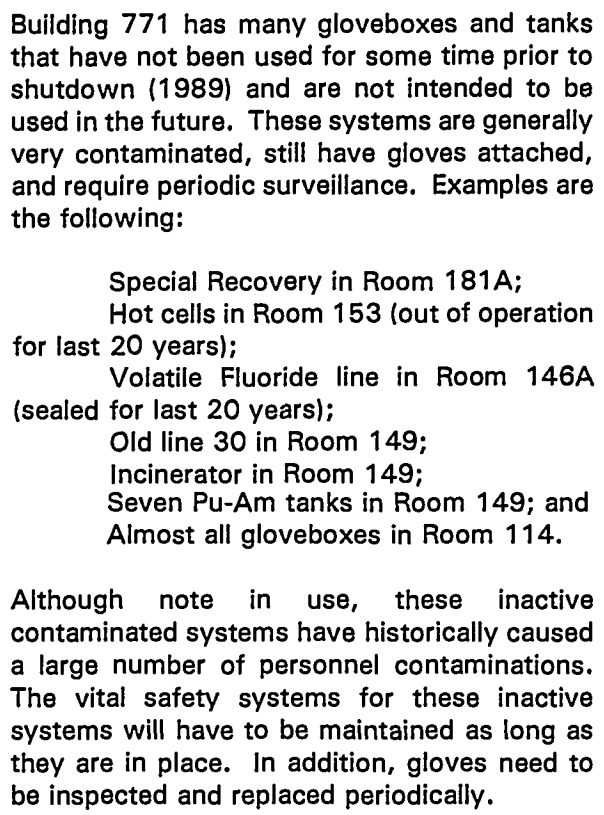 the completely chill descriptions of the conditions in building 771 are t e r r i f y i n g. Just all sorts of shit that had been abandoned in place because it was too contaminated to work with and no one wanted to deal with it.