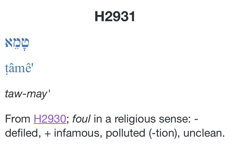 Unclean and Clean, the Biblical Hebrew words Tame and Tahor, are opposites. What is Unclean can not also be Clean at the same time. Something spiritual Unclean is considered foul, and something spiritually Clean is considered pure.