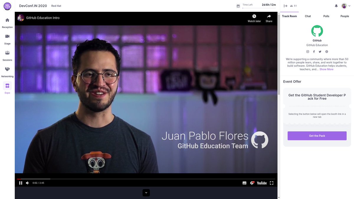 siddharth_hacks's tweet image. Hey all 👋

Do not forget to visit @GitHubEducation Expo at #DevConf_IN as @juanpflores_ shares some incredible opportunities. 🎉

Also do grab the GitHub Student Developer Pack 🎒

#Hackathon #Community #OpenSource #Developer #Conference #FOSS