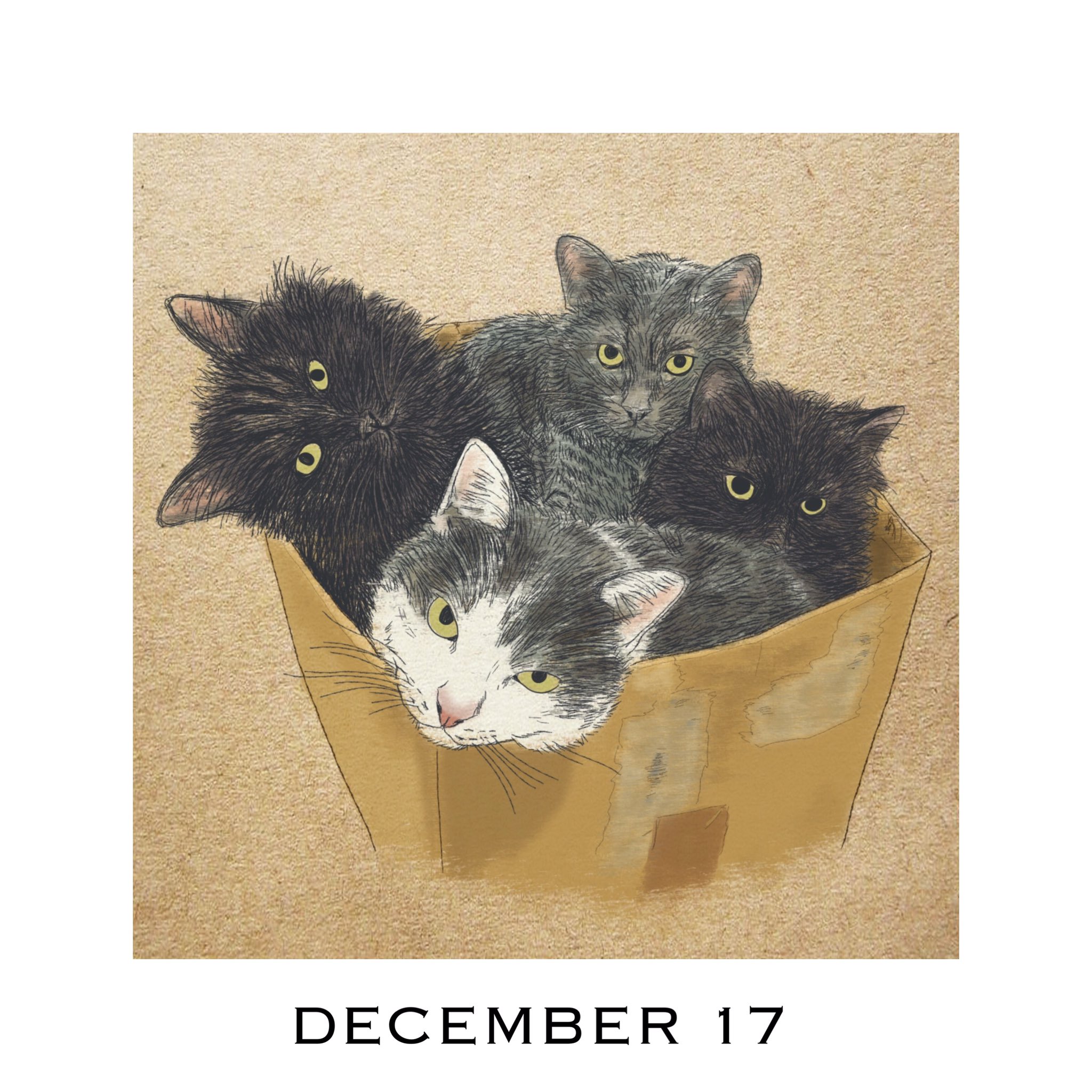 猫イラストレーター 365cat Art 12月17日 猫カレンダー 365catart ランチのあとは強烈な睡魔が襲ってくる 1日1絵 猫似顔絵 猫の似顔絵 猫の絵 猫イラスト 猫のイラスト 猫好きさんと繋がりたい 猫イラストレーター おしゃれ猫イラスト 猫の