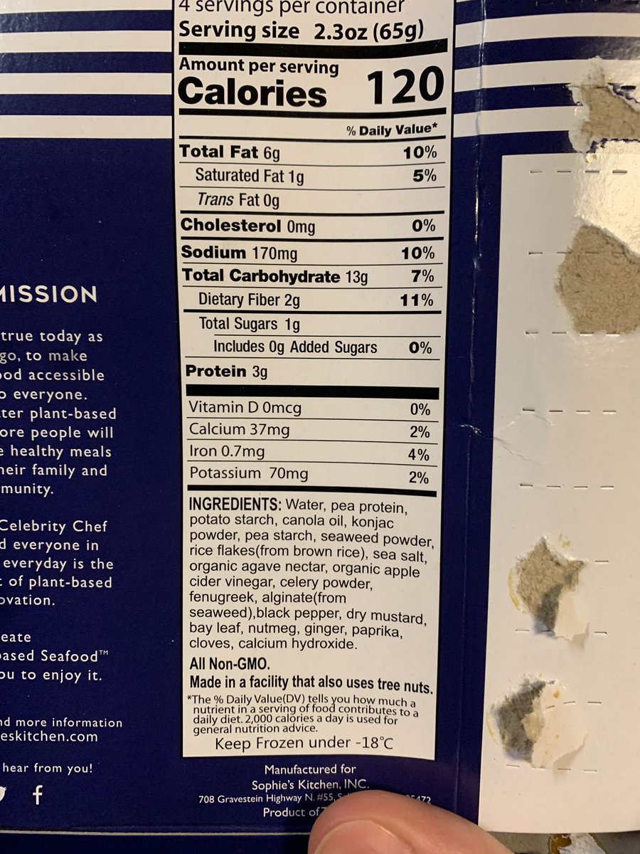 mrpinchy's tweet photo. Tried my first @VeganSeafood - pan fried Crab Cakes from Sophie’s Kitchen. Not a bad start. Should come with a tartar sauce packet like how @gardein does gravy. #Vegan https://t.co/omFTKDExRT