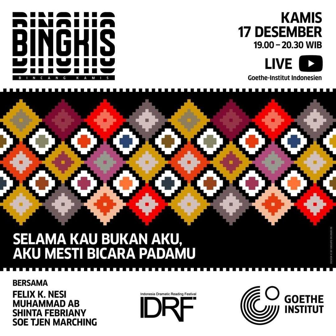 Hari ini, 17 Desember 2020 pukul 20.00 Wita langsung dari kanal YouTube <a href="/GI_Indonesien/">Goethe-Institut ID</a>.