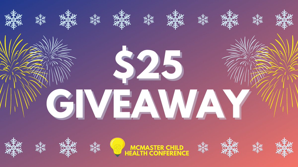 'Tis the season to give, so #MCHC2021 is holding a #giveaway for a “$25 VISA GIFT CARD” 🎉
✅RT this post
✅Follow <a href="/McMasterCHC/">McMaster Child Health Conference</a> on Twitter

📅CONTEST ENDS: Dec. 29th

BONUS ENTRIES: check our Instagram/Facebook giveaway posts &amp; follow their guidelines for more chances to #win! 🤩