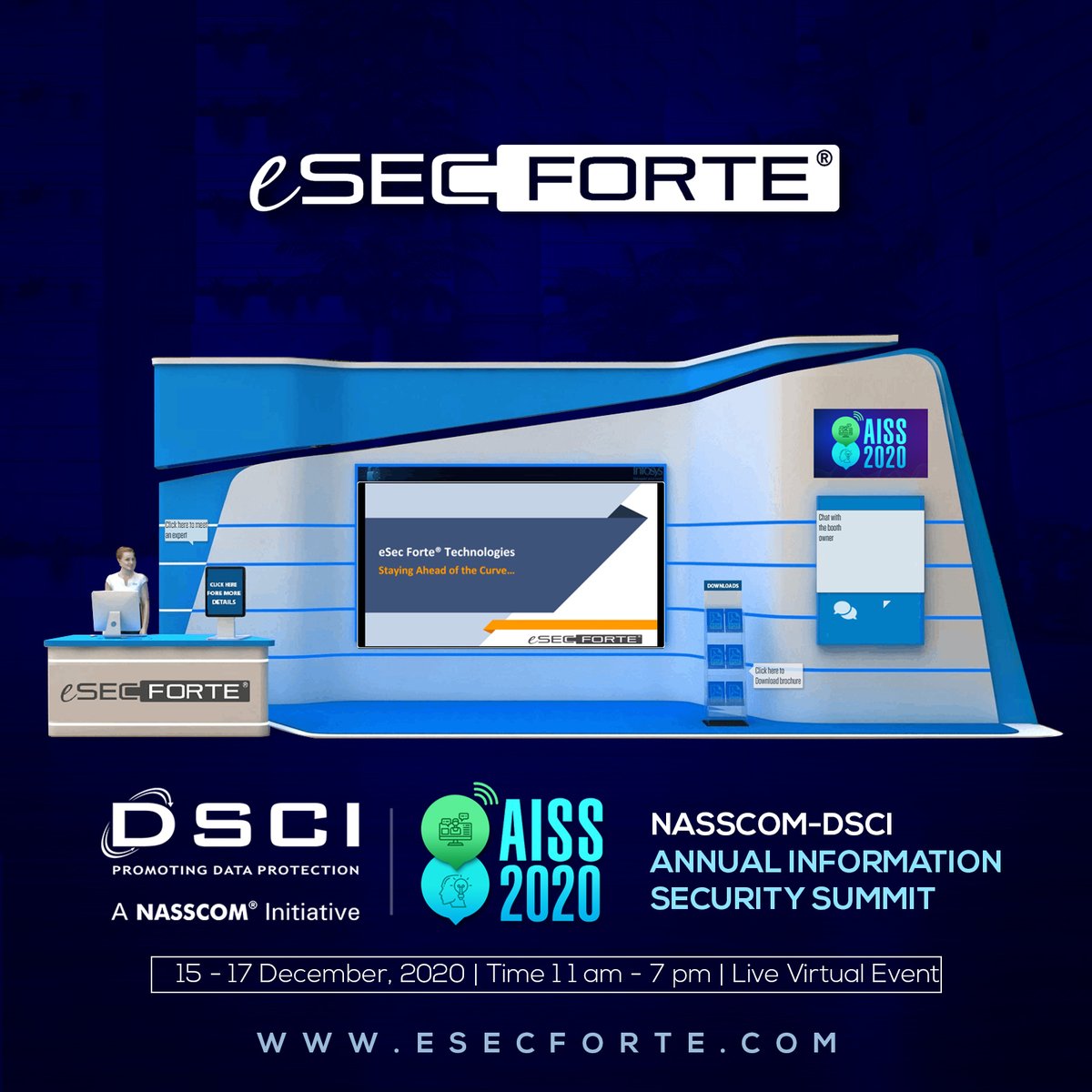 esecforte's tweet photo. It's the Last day at NASSCOM-DSCI #AISS2020

catch us live at our virtual booth!!

#nasscom #dsci #AISS2020 #cybersecurity https://t.co/8xFP30mMHr