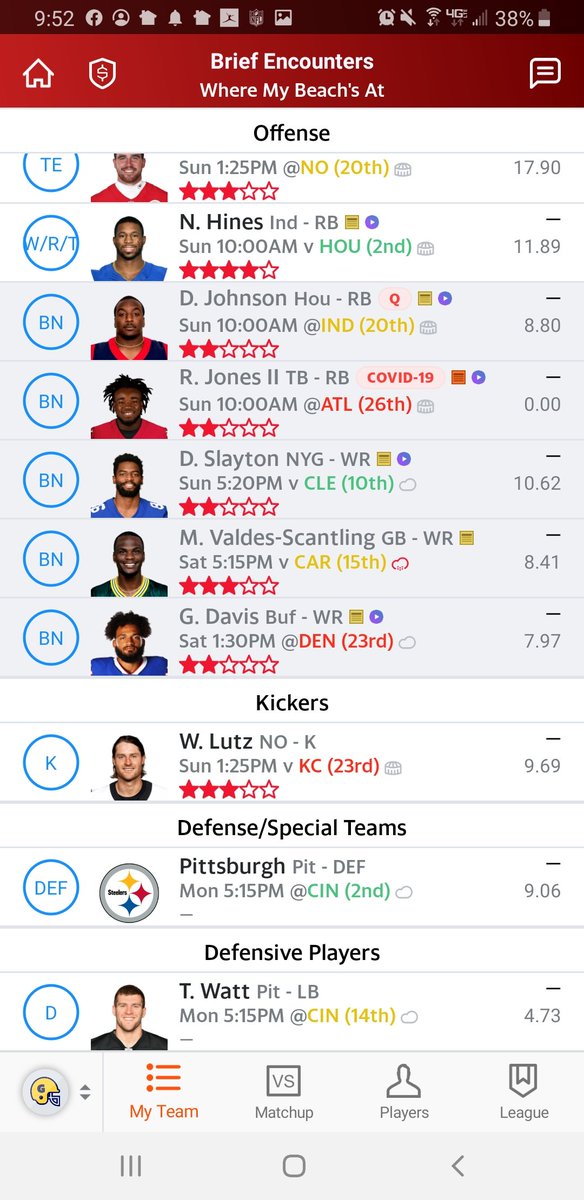 gsena73's tweet photo. @NFLFantasy Only female to make the playoffs needs some professional advice! Start who where? https://t.co/gZFBqZFHup