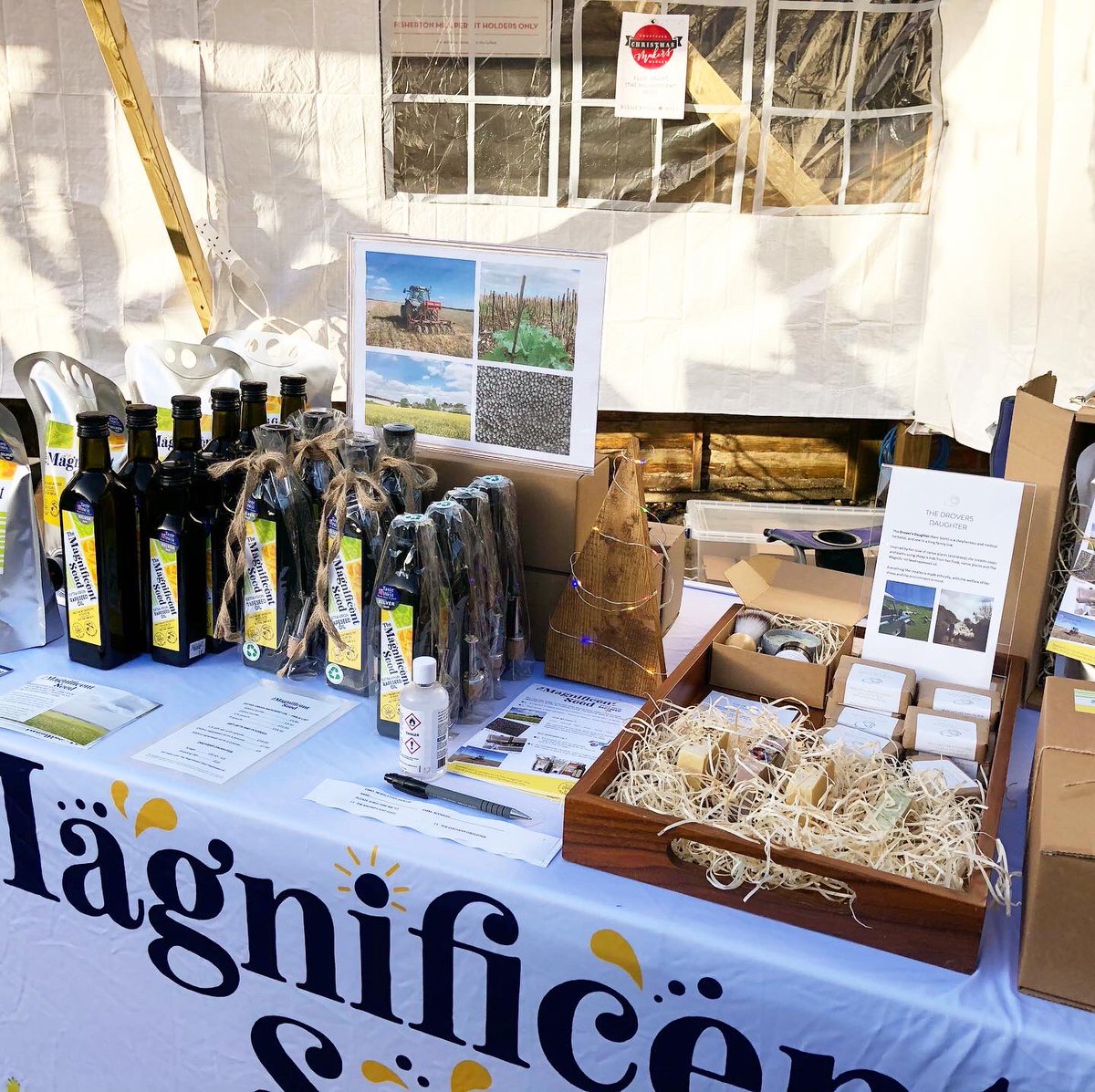 themagseed's tweet photo. All set up at @FishertonMill for a gloriously sunny #christmasmarket with a fabulous array of local makers and great coffee and food on hand! This is what markets are meant to be like! ✨🎄💛 https://t.co/lloGZF0mQv