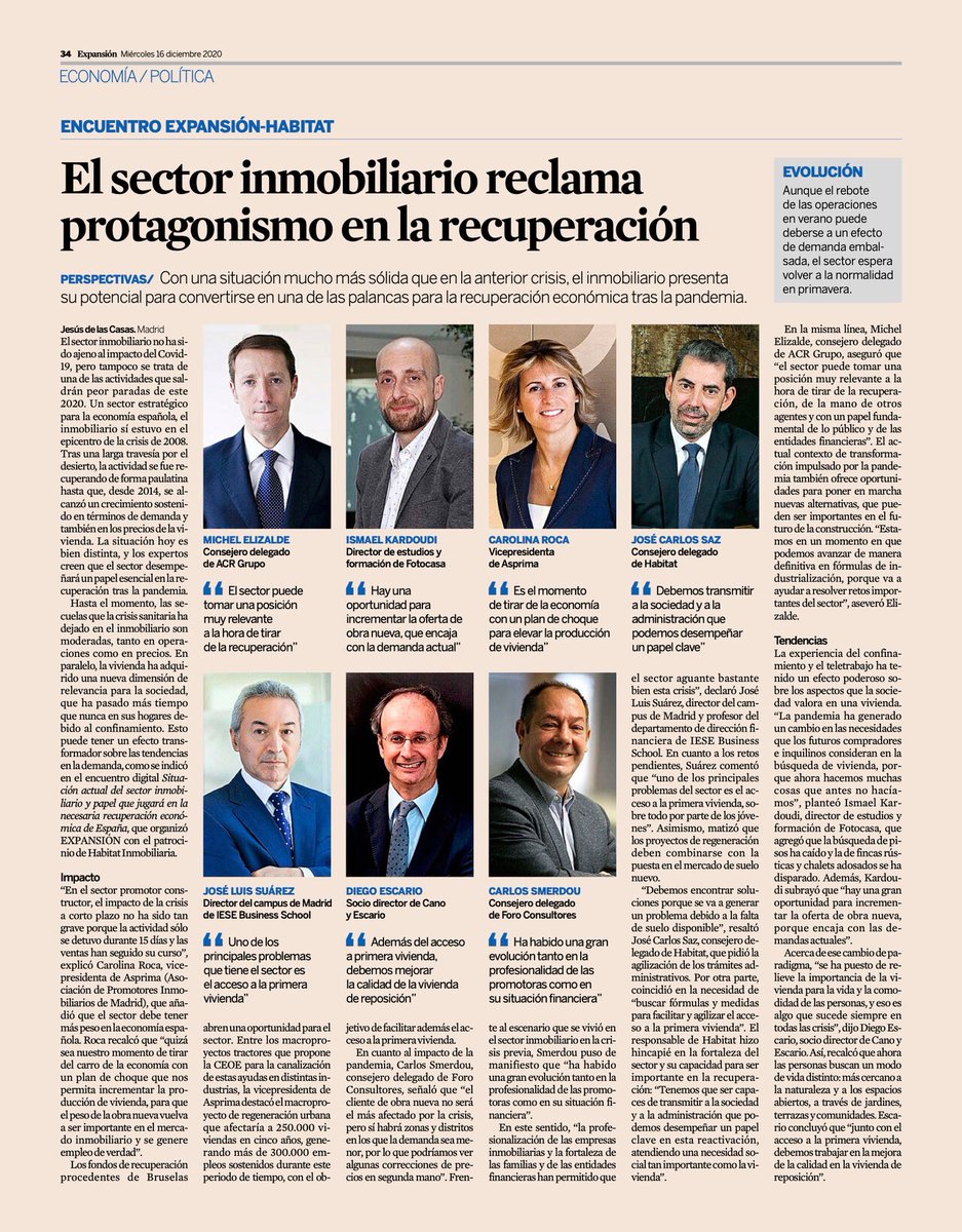 El #inmobiliario, un sector estratégico para la #recuperacióneconómica. Conclusiones del encuentro de <a href="/expansioncom/">expansioncom</a>  y <a href="/Habitat_Inmo/">HABITAT INMOBILIARIA</a>  con la participación de <a href="/foroconsultores/">Foro Consultores Inmobiliarios</a> , <a href="/ASPRIMAdrid/">ASPRIMA</a> ,<a href="/acrgrupo/">ACR</a> <a href="/fotocasa/">fotocasa 📸🏠</a> <a href="/iesebschool/">IESE Business School</a> <a href="/canoyescario/">Cano y Escario Arq</a>
