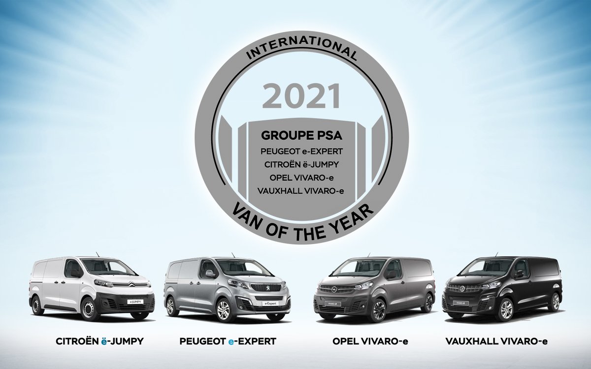 _Alison_Jones's tweet photo. The @ivotyjury have announced their winner of the 2021 International Van of the Year and I’m pleased to say @GroupePSA has won. The @CitroenUK ë-Dispatch and @PeugeotUK e-Expert are both winners alongside @vauxhall Vivaro-e 🍾Proud day. #GoElectricWithPSA https://t.co/XvignsRqbY https://t.co/mL1s0xpjR0