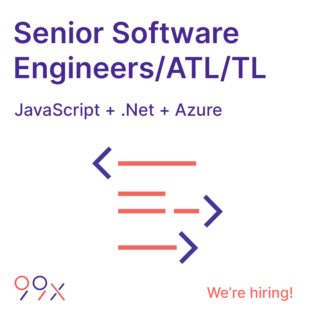 99x_io's tweet photo. Join our growing team! We're looking for experienced tech whizzes with hands-on expertise in #JavaScript, .NET and #Azure. For more information and to apply, visit:https://t.co/7nrXAhBuv2 

#99xCareers #SeniorSoftwareEngineer #TechLead #AssociateTechLead https://t.co/I4FXPmukLl