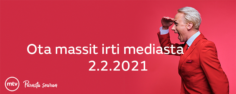 Tervetuloa kuulemaan, miten otat massit irti mediasta ja käännät 2021 kasvun vuodeksi massamarkkinoinnilla! 
Lue lisää alkuvuoden kiinnostavimmasta markkinointiaiheisesta virtuaalitilaisuudesta ja ilmoittaudu mukaan >> 
lyyti.fi/p/massimedia #massimedia