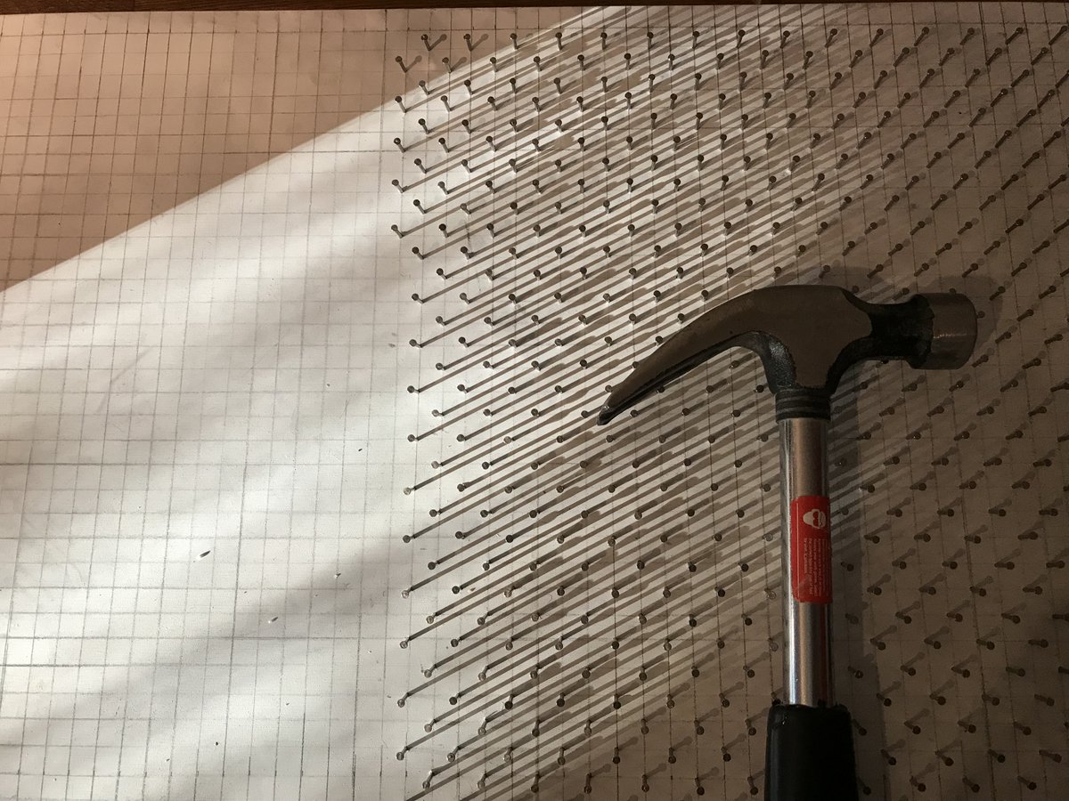 21/ Week 21Your project might become something you never expected. Mine was all about habits. I nailed many thousands of nails into a board so I could wind a message with used dental floss. It's not as gross as it sounds. Read more, p36:  https://issuu.com/enrolyourself/docs/lm18_showcase_booklet