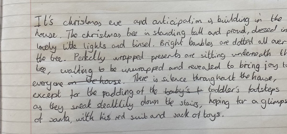 MrsColliteracy's tweet photo. @RodingValleyHS  Some lovely creative writing from my year 8’s this morning. The Christmas spirit is high! 🎅🏻 Ashlee, Bethany and Dylan ✨ https://t.co/EdfqjV3iY8