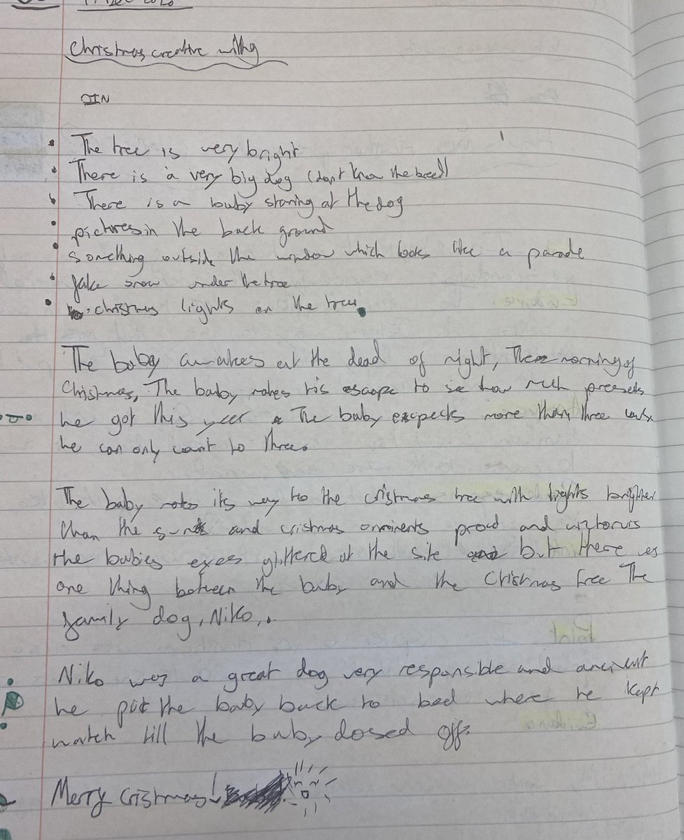 MrsColliteracy's tweet photo. @RodingValleyHS  Some lovely creative writing from my year 8’s this morning. The Christmas spirit is high! 🎅🏻 Ashlee, Bethany and Dylan ✨ https://t.co/EdfqjV3iY8