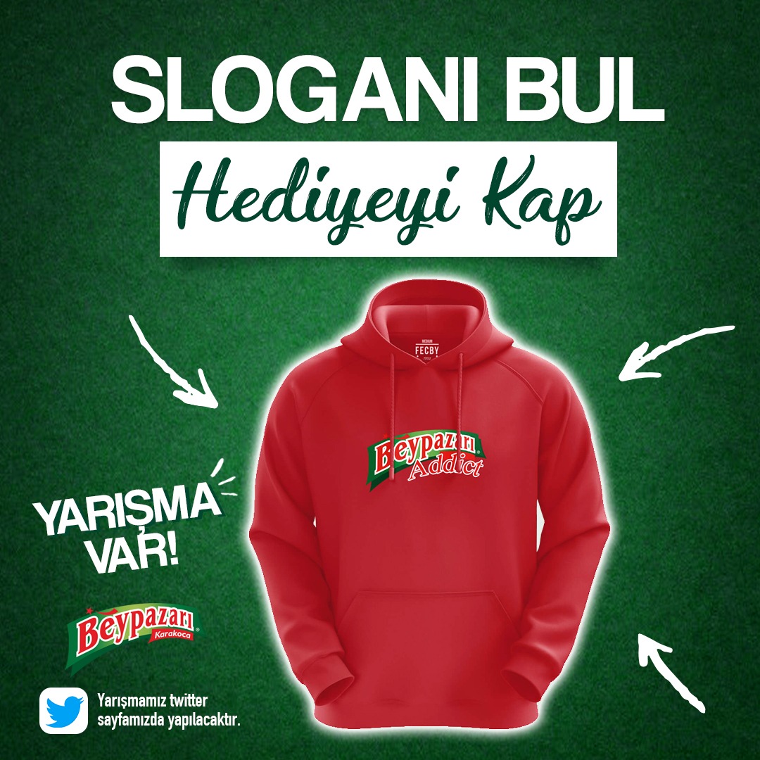 Sloganı bul, hediyeyi kap 😍
✅ Bizi takip etmek,
✅ Bu tweeti RT'lemek,
✅ Bulduğunuz sloganı #madensuyubeypazarıdır etiketiyle bu tweetin altına yazmak,
🍀 Sonucu 16 Ocak'da açıklayacağız. 
🍀 Ekibimizin beğendiği 5 sloganın sahipleri hediyemizi kazanacaktır 💚
Bol şanslar 👏