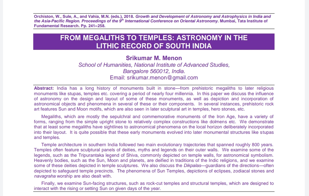 67/102A paper published in 2018 titled "From Megaliths to Temples: Astronomy in the Lithic Record of South India" adds further attestation to the commemorative nature of structures built by the Chalukyas in places like Aihole and Badami until as recently as 800 AD.