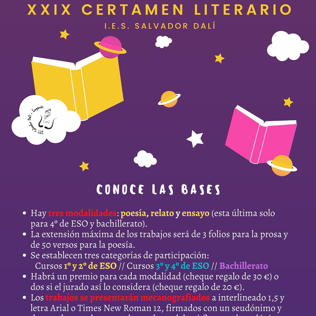 ¿Ya te has decidido a escribir para el concurso literario del instituto? Da forma a tu creatividad y participa...📝📜✒