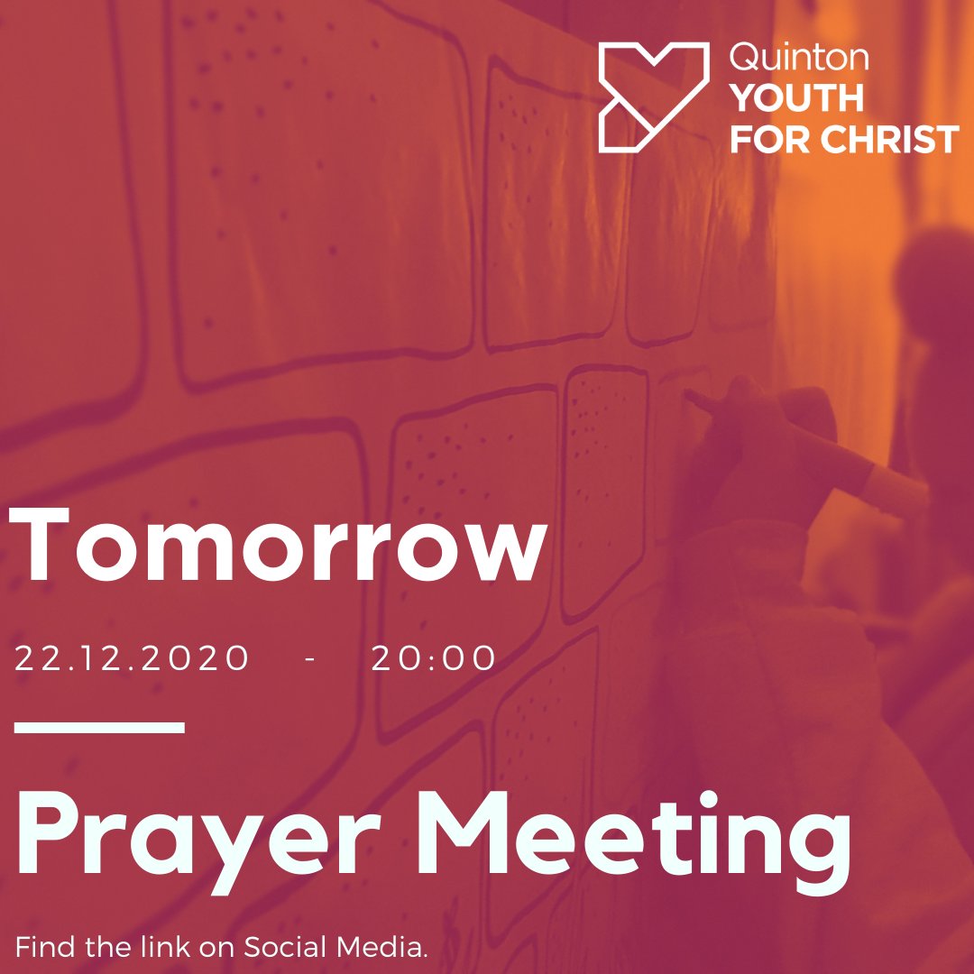 QuintonYFC's tweet photo. We are excited to pray with you tomorrow evening for our work and our local young people, please make sure you join us tomorrow at 8pm! https://t.co/FskRHS0QUs