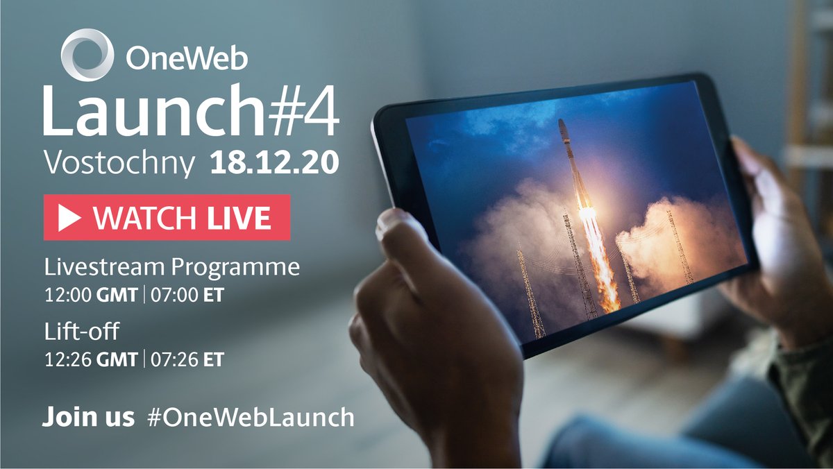 EutelsatGroup's tweet image. Tomorrow’s #OneWebLaunch is scheduled for 12:26 PM GMT / 7:26 AM EDT.  

Join us then to watch the launch live! 🚀
